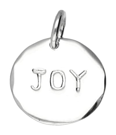 Zilveren tekst JOY rond kettinghanger