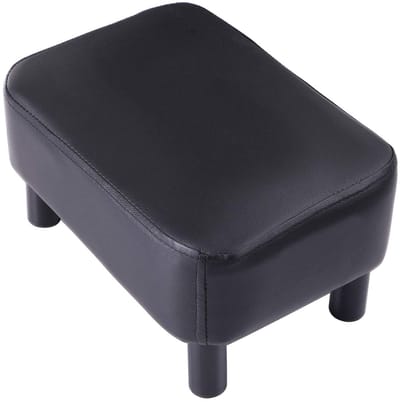 Dailygoods - Kleine Voetenbank - Modern Design - Zwart PU-leer - Ottomaanse Voetsteun - Perfect voor Woonkamer en Slaapkamer