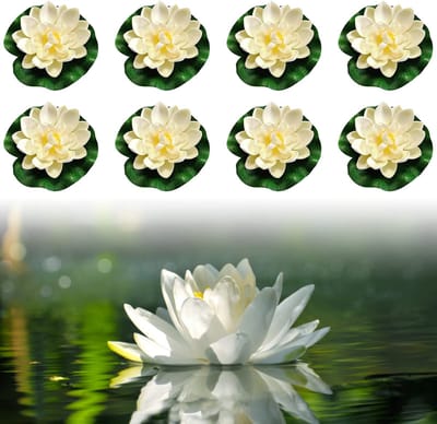 8 Stuks Kunstmatige Waterlelies, Drijvende Lotus Bloemen voor Vijver, Tuinterras, Zwembad en Aquariumdecoratie - EVA Materiaal
