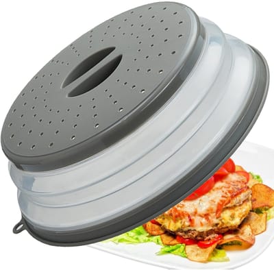 Magnetronspatdeksel met ventilatie BPA-vrij | Siliconen kunststof spatbeschermer met ophanggaten | Vaatwasmachinebestendig voor voedsel, groenten en fruit