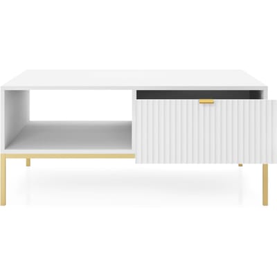 Selsey Vellore - Koffiebank 104x68 cm - wit met geribbelde voorkant en goud frame