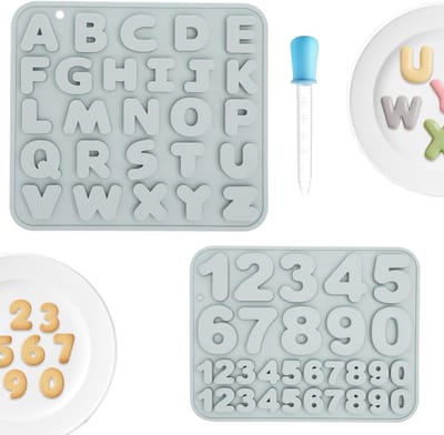 Dailygoods- Siliconen Vormen Flexibel - Letters/Cijfers - Bakvormen - Creatief Knutselen - Herbruikbaar - Pipet Inbegrepen - Bakvorm