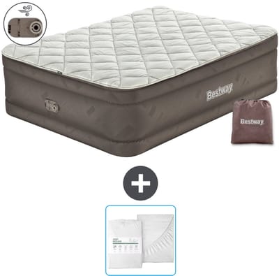 Bestway luchtbed - 2-Persoons - 152 x 203 x 51 cm - Bruin - Inclusief pomp en Hoeslaken
