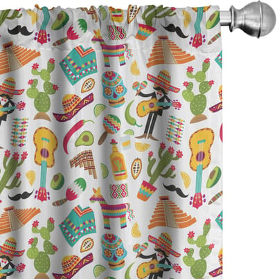 ABAKUHAUS Mexicaanse gordijnen – 2x75x225 cm – microvezel – halfdonker