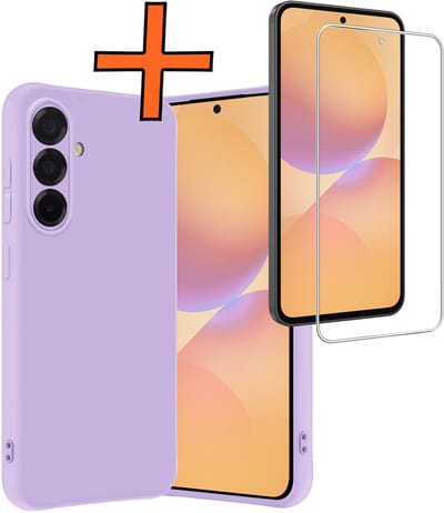 Hoes - Met Screenprotector - Geschikt voor Samsung Galaxy A36 - Sterk & Shockproof - Back Cover - Siliconen Case - Telefoon Hoes - Lila