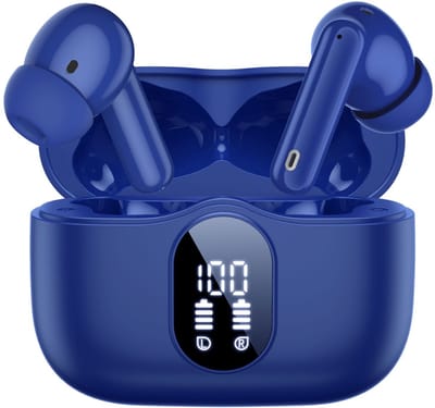 SBG Draadloze Oordopjes - Noise Cancelling - Headset - Bluetooth 5.4 - Earbuds oplaadcase - LED Display - Met Microfoon - Extra dopjes - Blauw