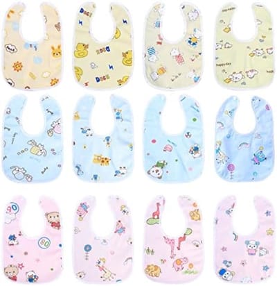 PolkaHome Baby Slabbetjes Set - Zacht Absorberend Met Drukknoop - 12 Delen