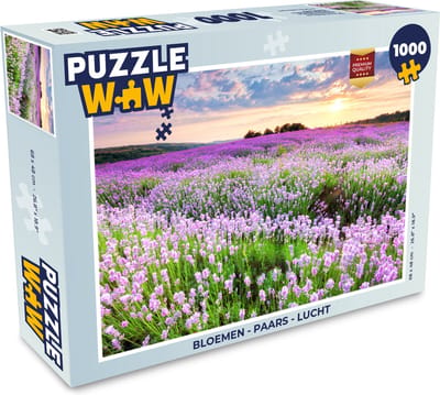 Puzzel Bloemen - Lavendel - Paars - Lucht - Zonsondergang - Weide - Natuur - Legpuzzel - Puzzel 1000 stukjes volwassenen