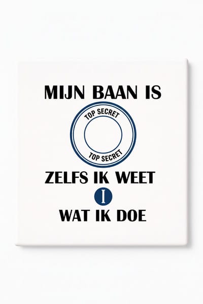 Grappige Baan Quote Keramische Tegel – “Mijn Baan Is Top Secret Zelfs Ik Weet Niet Wat Ik Doe” Decoratieve Cadeau Tegel voor Collega’s & Kantoor Humor