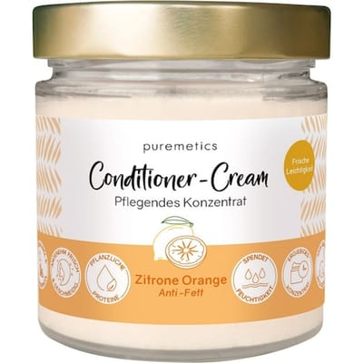 puremetics Shampoo & Conditioner Antivet conditionercrème 'Citroen Sinaasappel Afzetting reparatiespoeling Unisex 150 g