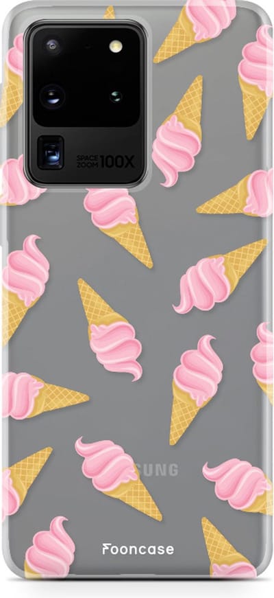 Hoesje geschikt voor Samsung Galaxy S20 Ultra TPU Soft Case - Back Cover - Ice Ice Baby / Ijsjes / Roze ijsjes