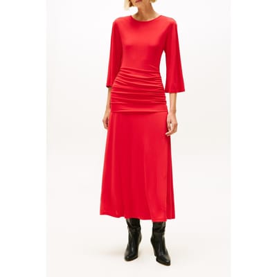 Tommy Hilfiger Festive Crepe Slim Gathered Midi Dress Primary Red Taglia: XS | Abiti Midi Outlet | Donna | Rosso