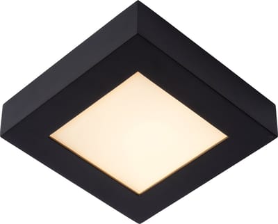 Lucide BRICE-LED - Plafonnière (Plafondlamp) Badkamer - LED Dimbaar - 1x15W 3000K - IP44 - Zwart