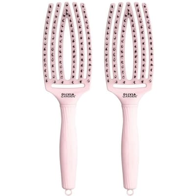 2x Olivia Garden Fingerbrush Care Iconic Boar&Nylon Pastel Pink Medium