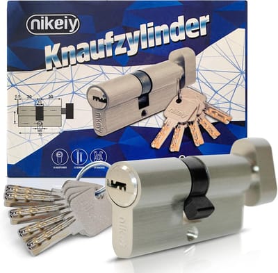 6-polige knopcilinder deurcilinder 30/30 - cilinderslot 60 mm met 5 sleutels en 2 bevestigingsschroeven