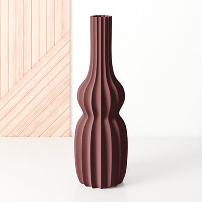 Fleuriek - Hoge vaas Rood - H50 cm - Smalle vloervaas of decoratieve bloemenvaas, gekleurde design vaas van kunststof - Ventserbank vaas