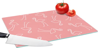 Glazen Snijplank - 39x28 - Flamingo - Line Art - Roze - Patronen - Snijplanken Glas