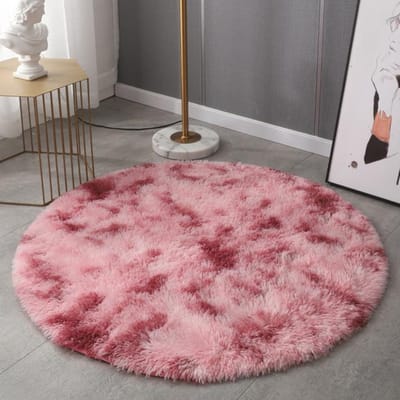 Tapis rond en peluche pour salon, antidérapant, moelleux, doux, de grande surface, épais, décoratif, pour chambre à coucher, pour salon, chambre d'enfant Round 80cm