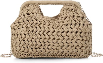 Papieren stro clutch voor dames, boho strandtas, geweven crossbody tas voor vakantie, bruiloft en feest
