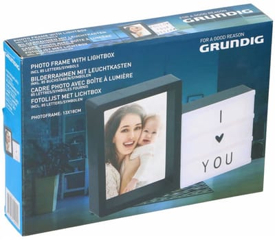 Grundig fotolijst met lichtbox – zwarte lijst – met 85 tekens