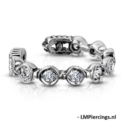 Fake piercing 9 round CZ prong-set - LMPiercings