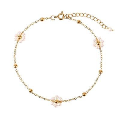 Dailygoody - Bloem Enkelbandjes - Verstelbare Voetsieraden - Goud - Parel Enkelbandje - Elegante Enkelsieraden voor Dames - Zomeraccessoire