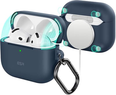 Beschermhoes voor AirPods 4 (2024, USB-C) met Draadloos Opladen en Karabijnhaak