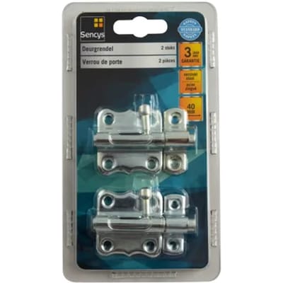 Sencys Deurgrendel - Verzinkt Staal - 40 Mm - 2 Stuks