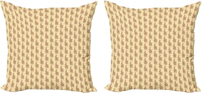ABAKUHAUS Decoratieve kussenhoes met bruine paisleyprint, 2 stuks, moderne accenten, dubbelzijdige digitale print, 40x40 cm, champagne mauve taupe