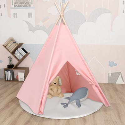 vidaXL Kindertipitent met tas 120x120x150 cm peachskin roze