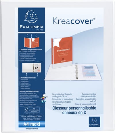 Exacompta 10x Kreacover Ringband in PP met 2 D-ringen van 16mm - A4 maxi - Wit - 51820E