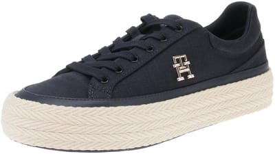 Tommy Hilfiger FW0FW07673 Vulc Linnen - Damesschoenen Sneaker - DW6-Space-Blue