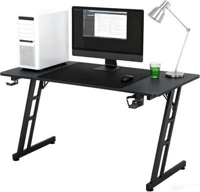 Gamingtafel Bureau 120x60 cm PC Tafel met Hoofdtelefoonhaak en Bekerhouder