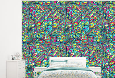 Behang - Fotobehang Fantasy - Design - Kleuren - Retro - Breedte 300 cm x hoogte 240 cm