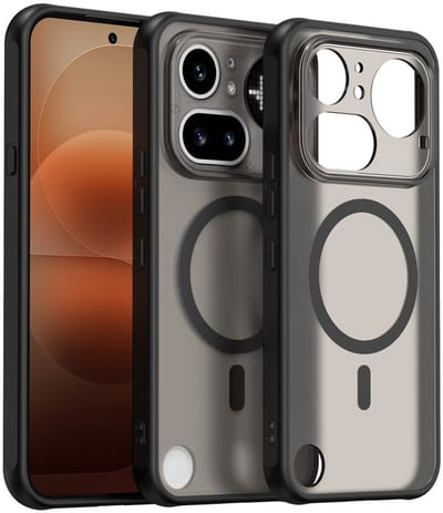 MobyDefend Hoesje - Geschikt voor Nothing Phone (4a) Pro - Case Geschikt voor MagSafe - Mat Transparant Met Gekleurde Rand - Zwart