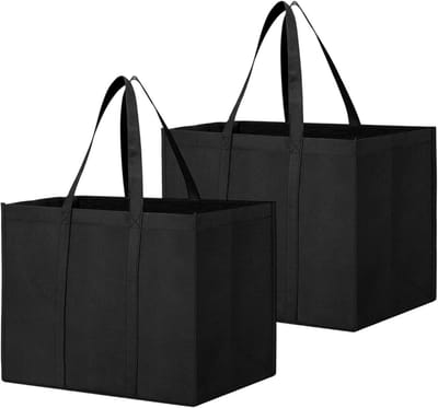 Shoppingtassen 41 x 33 x 26 cm - zwart - herbruikbaar - ideaal voor boodschappen - m-winkel