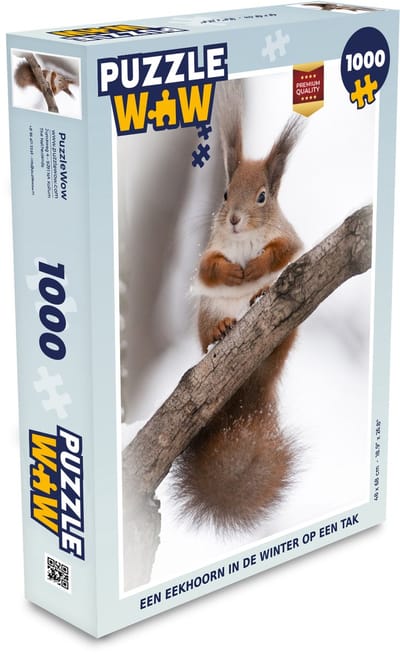 Puzzel Eekhoorn - Boom - Sneeuwvlok - Winter - Legpuzzel - Puzzel 1000 stukjes volwassenen - Kerst - Cadeau - Kerstcadeau voor mannen, vrouwen en kinderen