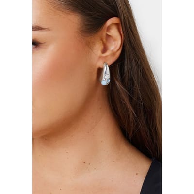 Yours Oorbellen Met Traanvormige, Zilverkleurige Diamantensize One Size