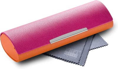 Brillenhoesje Hard Cover - Etui Zonnebril - Veilige Opslag - Tweekleurig Design - 15.5cm Lengte - Roze Oranje