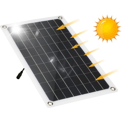 Panneau Solaire 12V 20W Cellule Solaire en Silicium Monocristallin avec Chargeur Allume-Cigare USB Double Alligator noir
