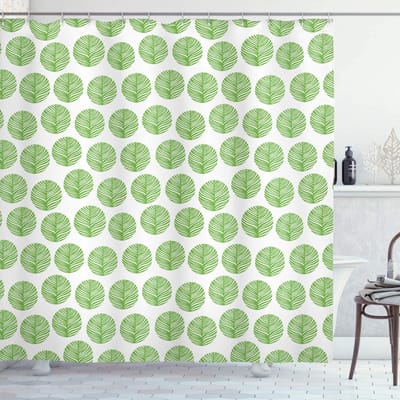 ABAKUHAUS Douchegordijn – Groen/Wit – 175×200 cm – Polyester