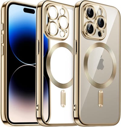iPhone 14 PLUS Hoesje - Goud - Doorzichtige Achterkant - Magsafe Compatible Case - Transparant - Provium