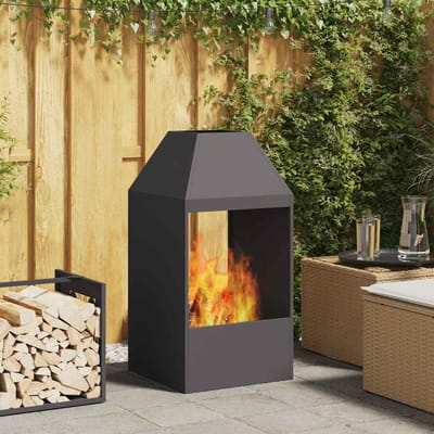 vidaXL - Vuurkom - Zwart - 50 - x - 50 - x - 100 - cm - weervast - staal