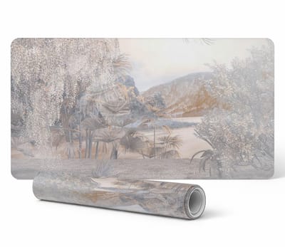 Beschermende bureauonderlegger met pastelkleurige natuurlandschapsafbeeldingen 90x45 cm