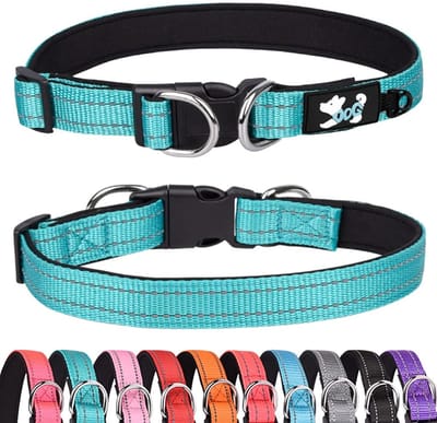 Dailygoods- Hondenhalsband Gewatteerd - Reflecterende Halsband - Verstelbare Hondenhalsband - Neopreen - Maat Large (38-60 cm) - Comfortabel en Zacht - Hondentuig