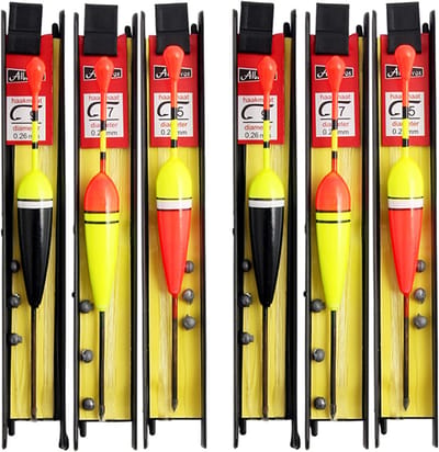 Thijox - 6 stuks visdobbers hengeldobbers set met zinklood, vislijn en haak (5#, 7#, 9#) voor begraafvissen, forel, paling, snoekbaars - ideaal voor m