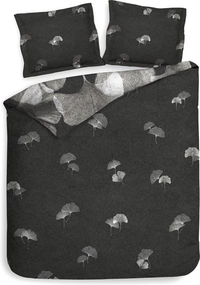 Heckettlane Dekbedovertrek Debra - Bedlinnen met Bladeren print - 240x220 - Grijs - Dekbedhoes van 100% Katoen-Twill