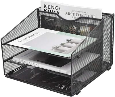 Bureau Organizer met 3 Papieren Laden en 1 Verticale Compartiment - Zwart
