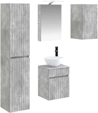 vidaXL - Badkamerkast - set - 5 - st - Betongrijs - Bewerkt - hout