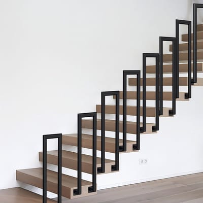 U-vorm Elliptische Buis Zijdelingse montage Leuning 75cm Ijzer Leuning Buiten & Binnen Trap Leuning Trap Balkon Balustrade Zwart